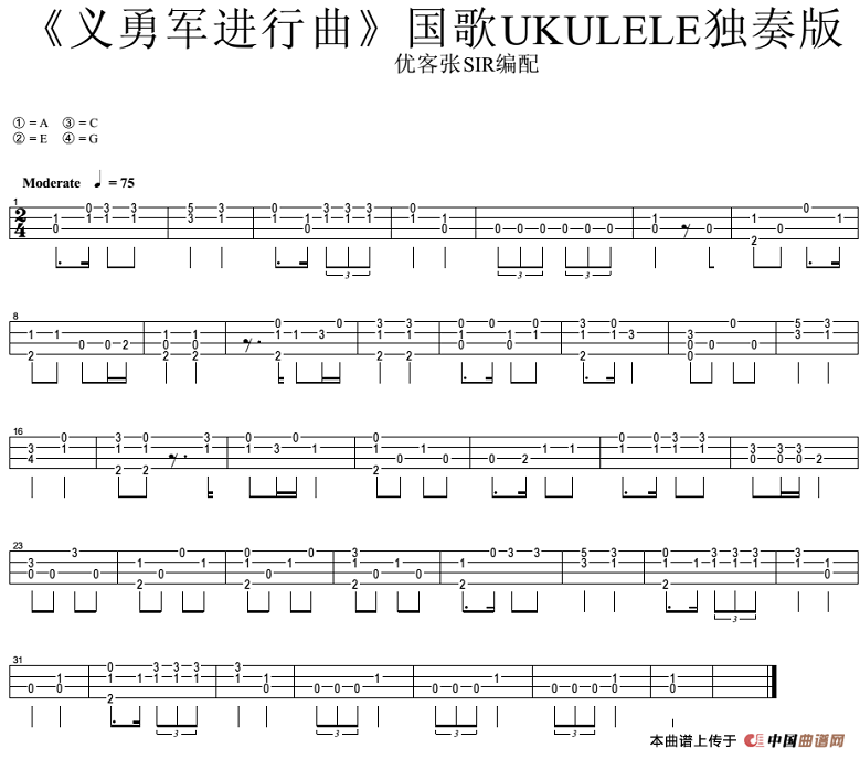 义勇军进行曲（尤克里里指弹谱）(1)_原文件名：义勇军进行曲（尤克里里指弹谱）优客张sir编配.png