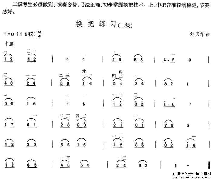 换把练习（中国二胡考级规定演奏曲-二级）(1)_原文件名：换把练习1.gif