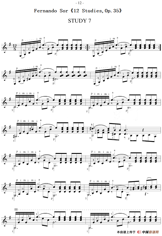 Fernando Sor《12 Studies,Op.35》（STUDY 7）(1)_原文件名：Fernando Sor《12 Studies,Op.35》（STUDY 7）.png