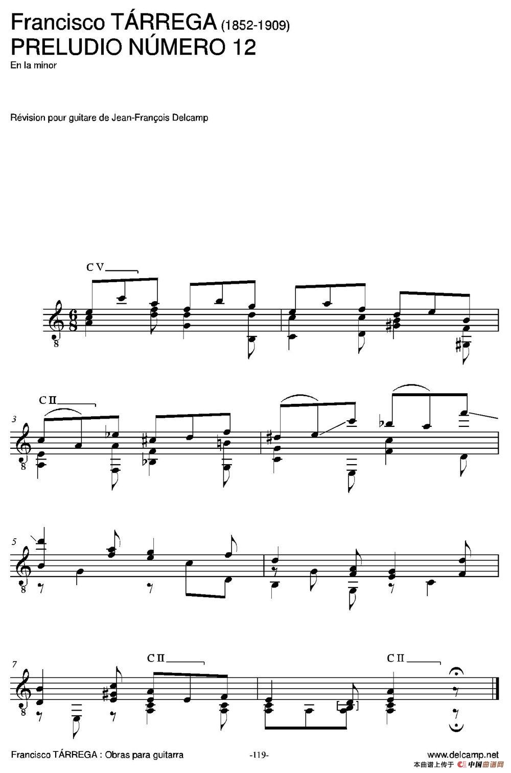 PRELUDIO NUMERO 12(En la minor)（古典吉他）(1)_原文件名：121.jpg