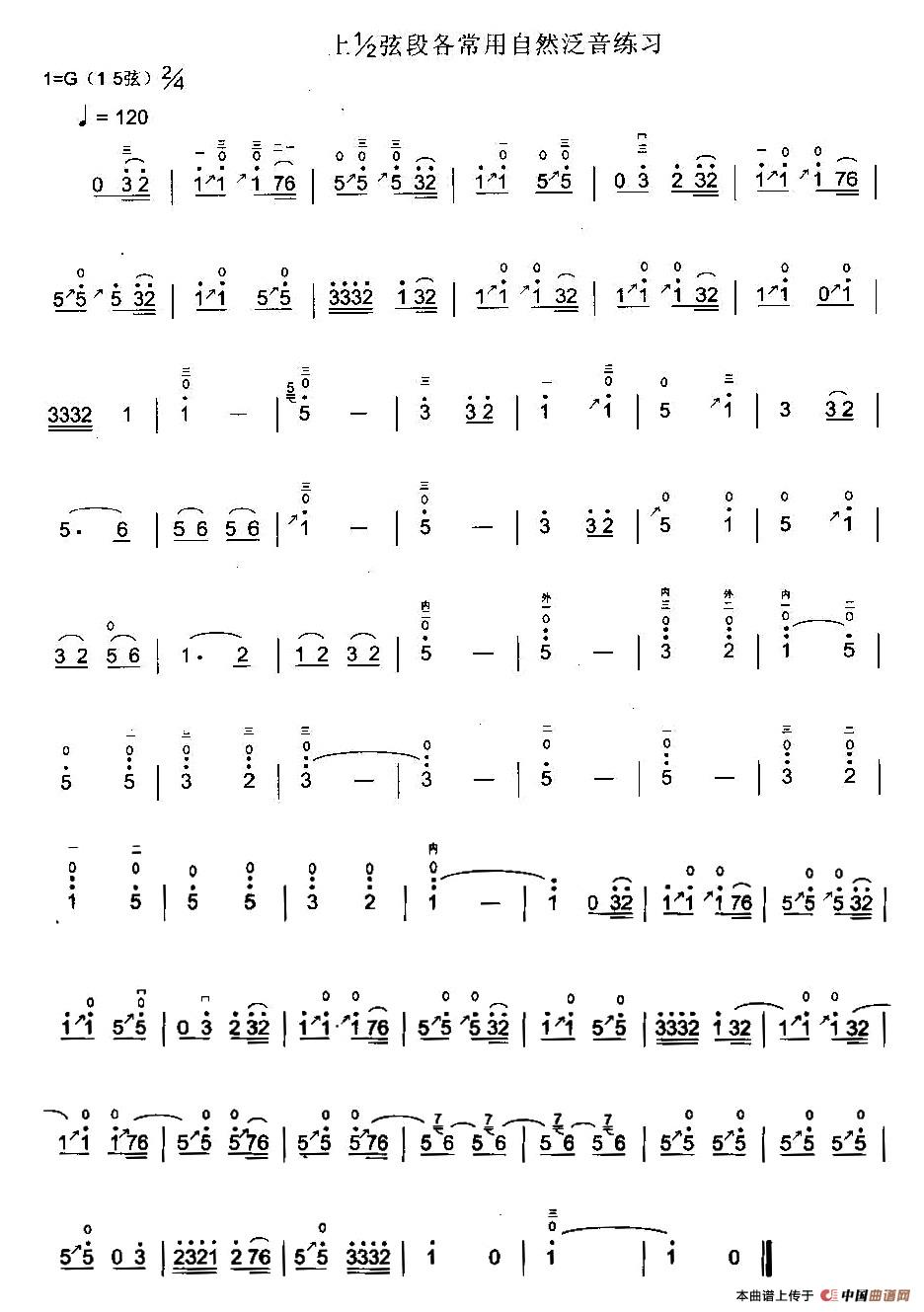二胡上1/2弦段各常用自然泛音练习(1)_原文件名：1.jpg