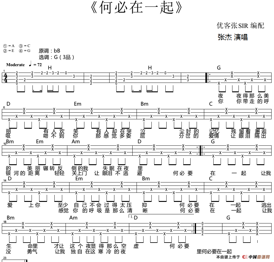 何必在一起（尤克里里弹唱谱）(1)_原文件名：何必在一起（尤克里里弹唱谱）-张杰演唱.png