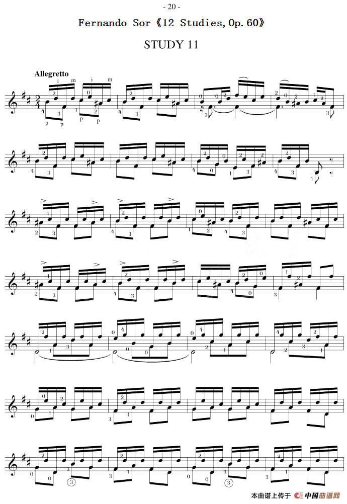 Fernando Sor《12 Studies,Op.60》（STUDY 11）(1)_原文件名：Fernando Sor《12 Studies,Op.60》（STUDY 11）.png