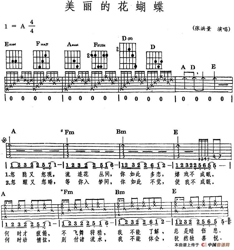 民族吉他弹唱：美丽的花蝴蝶(1)_原文件名：民族吉他弹唱：美丽的花蝴蝶 张洪量演唱-.jpg